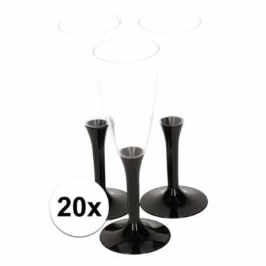 20x zwarte wijnglazen