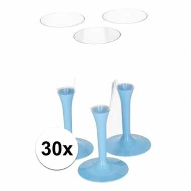30x blauwe wijnglazen