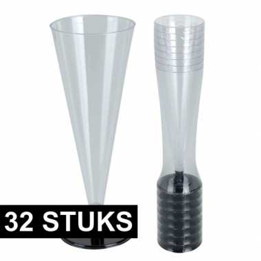 32x plastic champagne glazen 18 cm