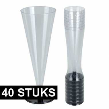 40x plastic champagne glazen 18 cm