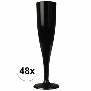 48 x champagne glazen zwart