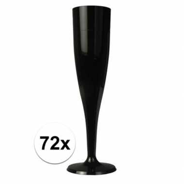 72 x champagne glazen zwart