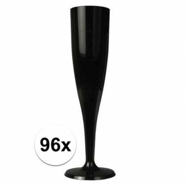 96 x champagne glazen zwart