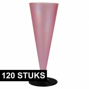 Party flutes roze doorzichtig 120 stuks