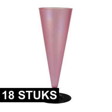 Party flutes roze doorzichtig 18 stuks