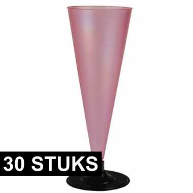 Party flutes roze doorzichtig 30 stuks