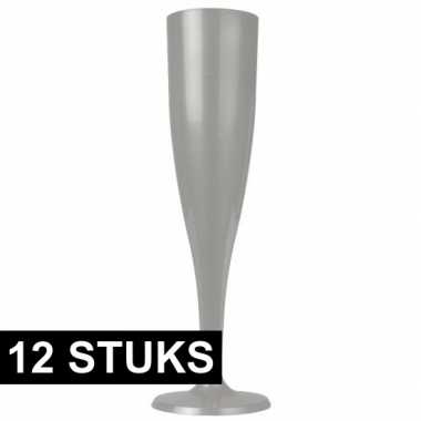 Party flutes zilverkleurig 12 stuks