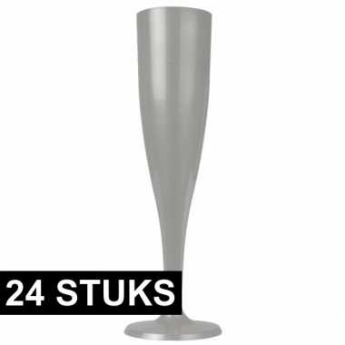 Party flutes zilverkleurig 24 stuks