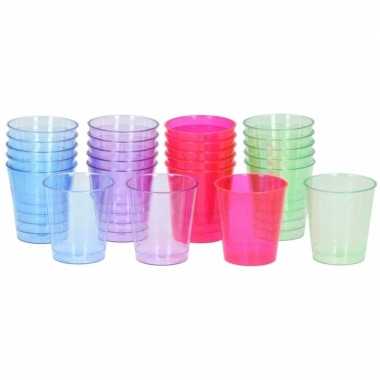 Plastic bekertjes weggooiservies 128 stuks