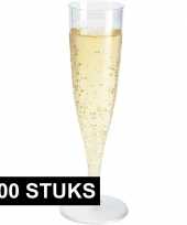 100x champagne glazen transparant 19 cm