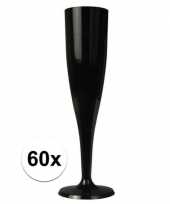 60 x champagne glazen zwart