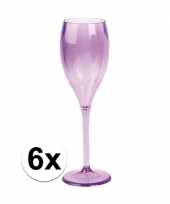 6x champagne glazen neon paars plastic