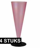 Party flutes roze doorzichtig 24 stuks