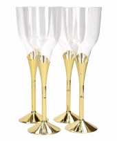 Wijnglazen champagneglazen plastic goud 12 stuks 230 ml
